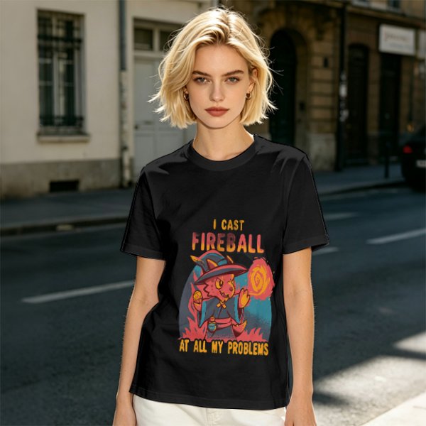 I Cast Fireball At All My Problems Dragon Wizard T-Shirt
