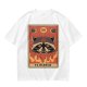 Olive T-Shirt With Raccoon El Diablo Tarot Card Print