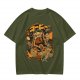 Olive Green T-Shirt with Retro Coffee Monster Graphic Print