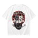 Olive t-shirt with retro cartoon raccoon and dog trash can print