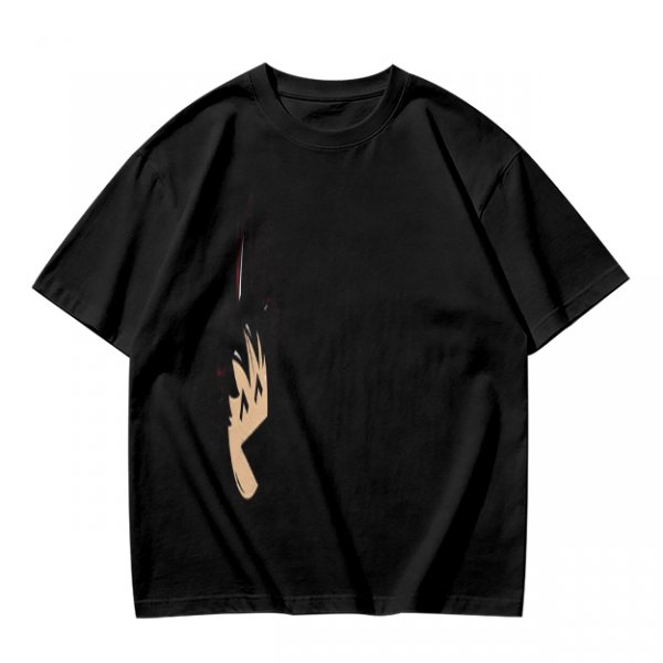 Olive green oversized t-shirt with stylized hand graphic print