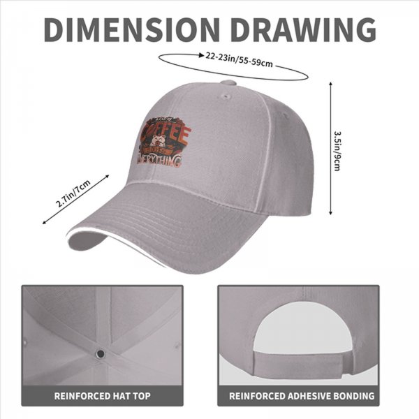 Black baseball cap with coffee solves everything bear graphic