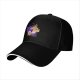Black baseball cap with cute fantasy bird family illustration