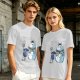 Olive T-Shirt with Mech Totoro and Girl at Bus Stop Print