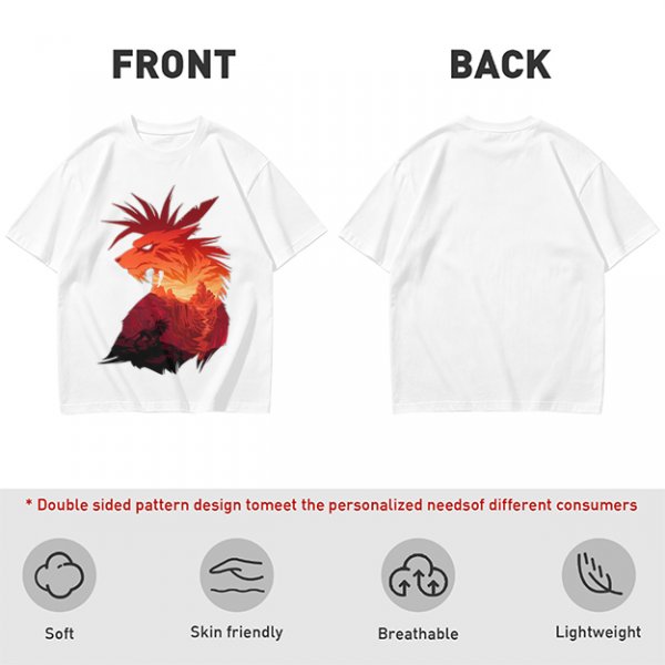 Olive T-Shirt With Fiery Lion Creature Graphic Print