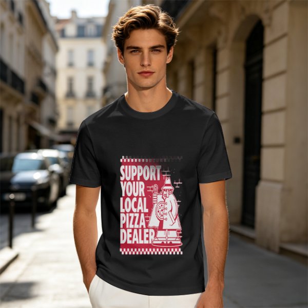 Support Your Local Pizza Dealer Graphic Olive T-Shirt