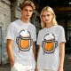 Olive Green T-Shirt With Stylized Beer Mug Graphic Print