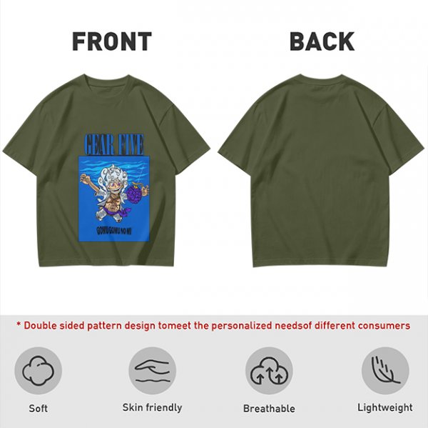 Gear Five Luffy Gomu Gomu No Mi Anime Graphic T-Shirt