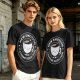 Olive t-shirt with 'New Emotion Caffeine Addiction' coffee cup graphic