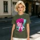 Olive T-shirt with Hisoka Anime Character and Ace of Hearts Print