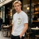 Olive Green T-Shirt With Cute Smiling Steaming Coffee Cup Print