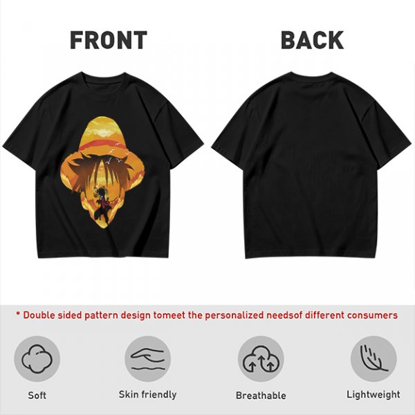 One Piece Luffy Straw Hat Sunset Graphic T-Shirt