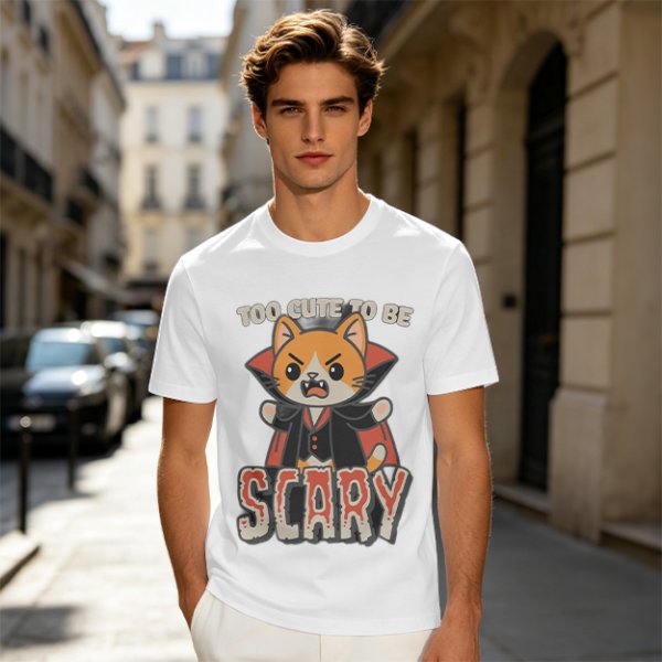 Too Cute To Be Scary Vampire Cat Graphic T-Shirt