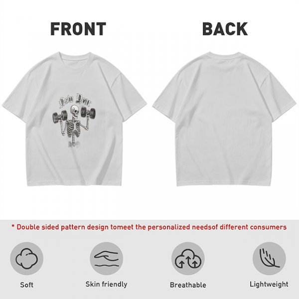 Olive T-Shirt With Skeleton Lifting Weights New Year Print