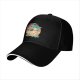 Black Baseball Cap With Whimsical Retro Animal Graphic Print