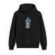 Black Hoodie With Blue Cat Ramen Cup Graphic Print