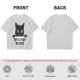 Olive graphic t-shirt with black cat holding 'for a year or two' text
