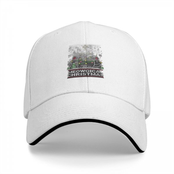 Black baseball cap with Meowgical Christmas cat holiday print