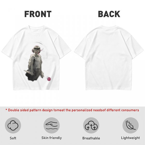Olive T-Shirt Featuring Princess Mononoke Warrior Artwork