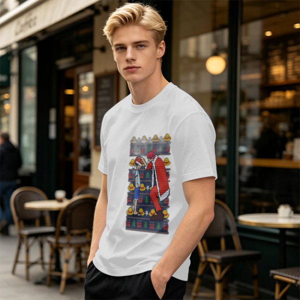 One Piece Luffy and Shanks Christmas Themed Graphic T-Shirt