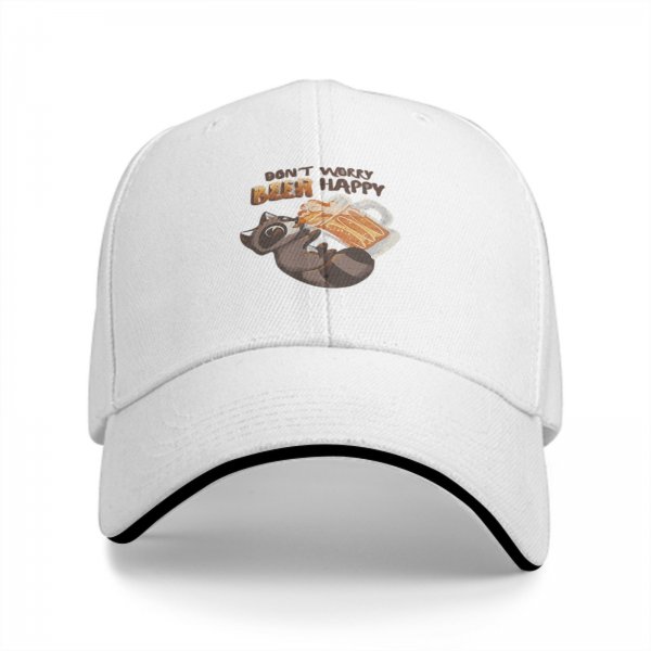 Don't Worry Beer Happy Raccoon Graphic Baseball Cap