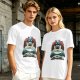 Olive green t-shirt with stacked Totoro characters graphic
