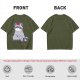 Olive T-shirt with Cute Raccoon Wearing Red Bow Graphic