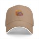 Black baseball cap with a cozy frog sitting in an armchair graphic