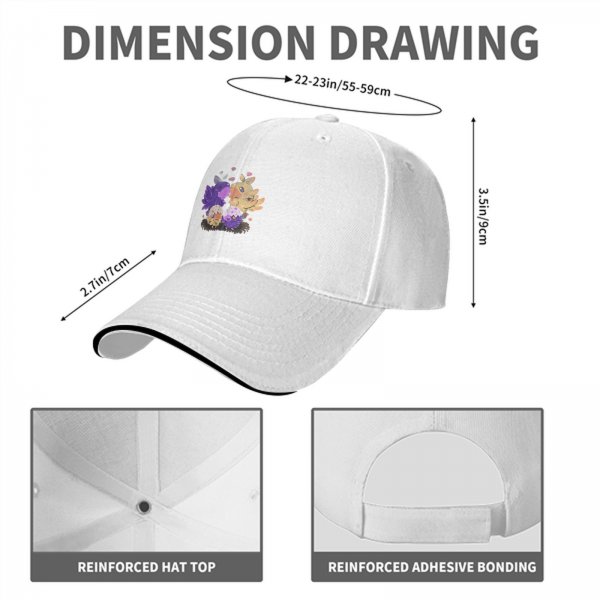 Black baseball cap with cute fantasy bird family illustration