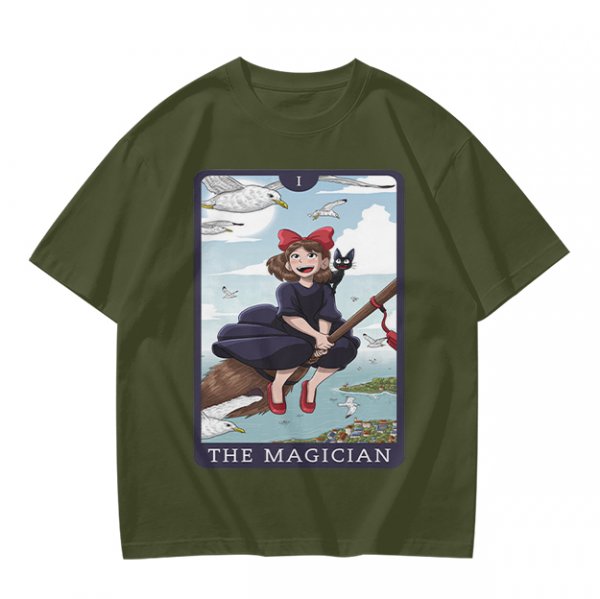 Olive T-Shirt Featuring Kiki's Delivery Service The Magician Tarot Art