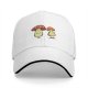 Black Baseball Cap With Cartoon Grumpy Mushroom Characters Print