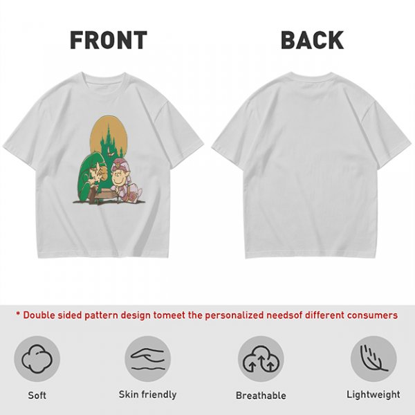 Olive Green T-Shirt With Zelda Themed Cartoon Characters Print