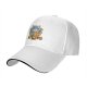 Black Baseball Cap With Cute Cat Holding Taiyaki Japanese Art