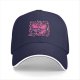 Black baseball cap with pink and purple bear graphic print
