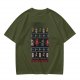 Olive T-Shirt With Final Fantasy Christmas Themed Pixel Art Print