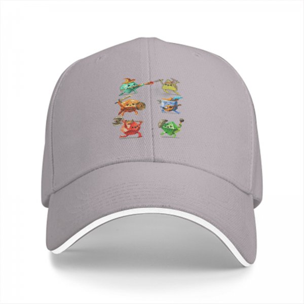 Black baseball cap with fantasy dice warrior characters print