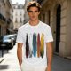Olive Green T-Shirt With Vertical Colorful Brushstroke Figure Art