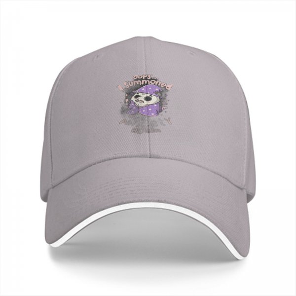 Black baseball cap with oops I summoned anxiety again wizard sloth print
