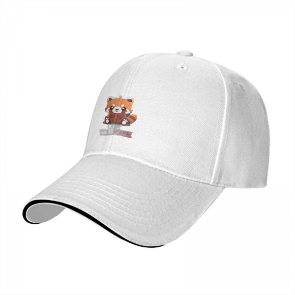 Black Baseball Cap With Cute Red Panda Graphic Design