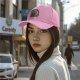 Black baseball cap with Totoro and girl anime graphic print