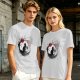 Olive T-Shirt with Japanese Style Cat and Red Sun Art Print