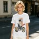 Olive T-Shirt With Sushi Ninja Riding Bicycle Print