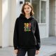 Black hoodie with Chucky Charms horror cereal graphic print
