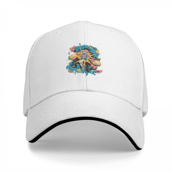 Black Baseball Cap With Colorful Anime Space Character Graphic