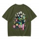 Olive T-Shirt With Whimsical Pikmin Themed Tea Party Art