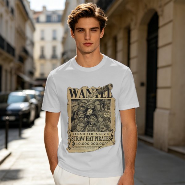 One Piece Straw Hat Pirates Wanted Poster Graphic T-Shirt