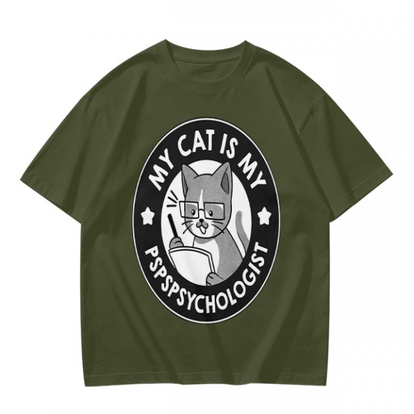 My Cat Is My Pspsychologist Funny Graphic T-Shirt