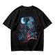 Olive T-shirt with fantasy warrior and moon graphic print
