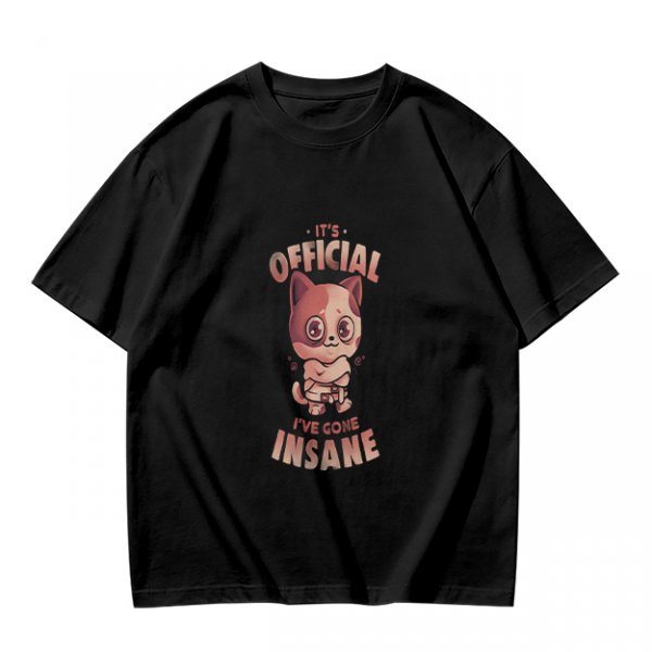 Olive Graphic T-Shirt With Insane Cat Illustration And Text