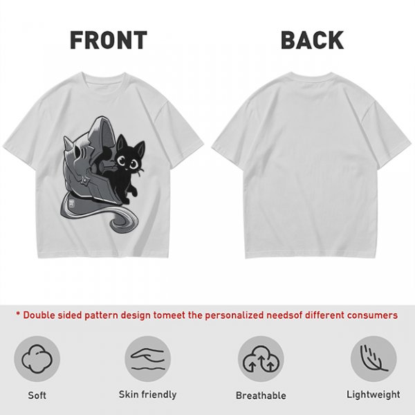 Olive Green T-Shirt With Black Cat Peeking From Knight Helmet Art